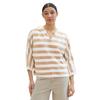 Kapuzenpullover TOM TAILOR, Damen, Gr. M (38), beige (beige melange knit stripe), Stoff, Obermaterial: 35% Baumwolle, 35% Lyocell, 30% Polyester, gestreift, casual, regular fit, V-Ausschnitt, 3/4-Ärmel, Pullover, mit weitem V-Ausschnitt