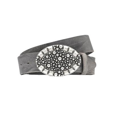 Ledergürtel, Damen, Gr. 120, grau, Büffelleder, RETTUNGSRING BY SHOWROOM 019, unifarben, casual,modisch,klassisch, Gürtel, mit Schließe im Vinatge-Look Image