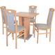 Essgruppe HOFMANN LIVING AND MORE "5tlg. Tischgruppe" Sitzmöbel-Sets Gr. B/H/T: 45 cm x 95 cm x 48 cm, Polyester, grau (buche, nachbildung, grau, buche, nachbildung) Essgruppen