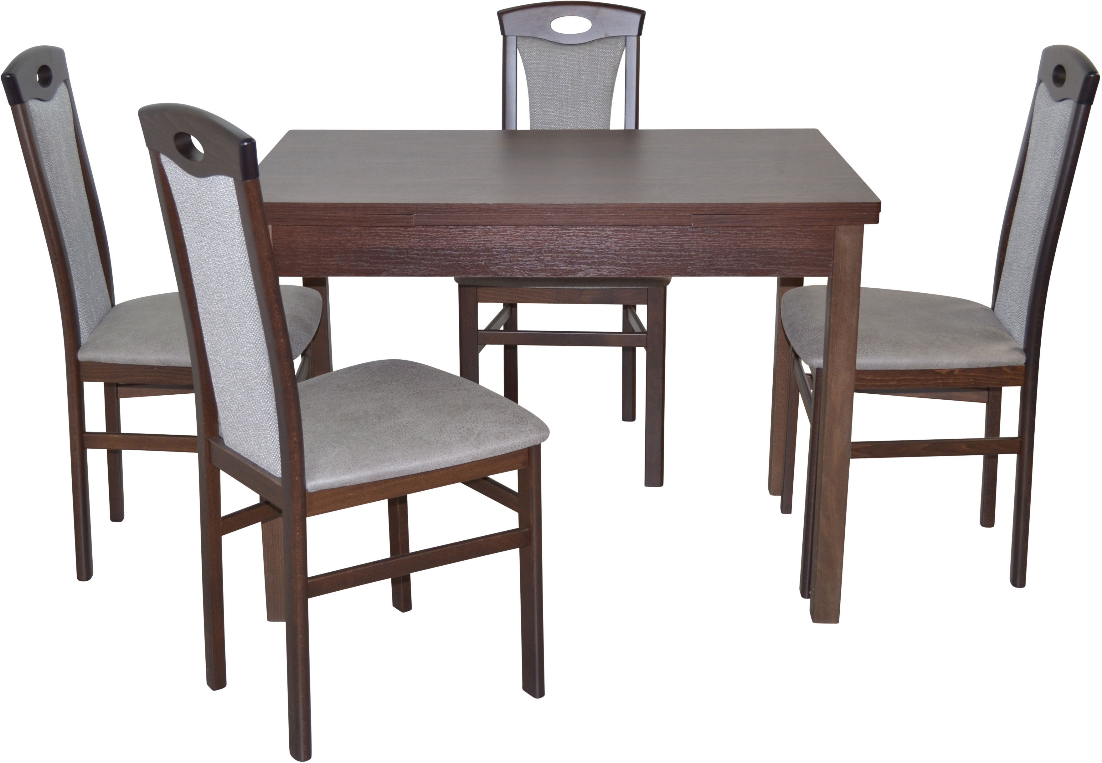 Essgruppe "5tlg. Tischgruppe", grau (nussbaum, nachbildung, grau, nussbaum, nachbildung), B:45cm H:95cm T:48cm, FSC-zertifiziertes Massivholz, HOFMANN LIVING AND MORE, Sitzmöbel-Sets, Stühle montiert