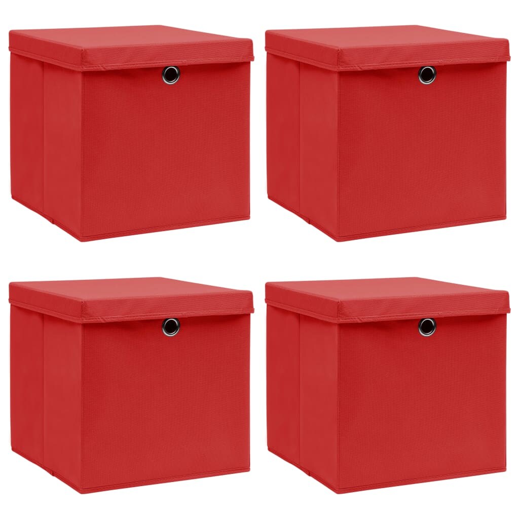 vidaXL Aufbewahrungsboxen mit Deckeln 4 Stk. Rot 32x32x32 cm Stoff Image