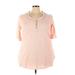 Weekend Suzanne Betro Short Sleeve Henley Shirt: Pink Tops - Women's Size 3X