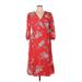 Vince Camuto Casual Dress - Wrap: Red Floral Motif Dresses - New - Women's Size 14