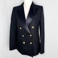 J. Crew Jackets & Coats | J. Crew Uptown Double Breasted Navy Blue Blazer Satin Lapels 2 | Color: Blue/Gold | Size: 2