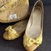 J. Crew Shoes | J Crew Yellow Leather Ballet Flats With Satin Luxe Bows | Color: Gold/Yellow | Size: 9