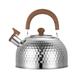 Stove Top Kettle Tea Kettle Stovetop Whistling Stovetop Tea Kettle Retro Tea Kettle Stainless Steel Red Whistling Tea Pot with Ergonomic Handle Whistling Tea Kettle (Color : Silver, Size : 3L)