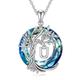 TOUPOP Tree of Life Initial Necklace for Women, 925 Sterling Silver Letter U Initial Pendant Necklace with Blue Circle Crystal for Women Girls Daughter Birthday Graduation Jewellry Gifts