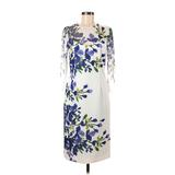 Teri Jon by Rickie Freeman Casual Dress: White Floral Motif Dresses - Women's Size 8