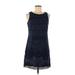 Eliza J Casual Dress - Shift Crew Neck Sleeveless: Blue Dresses - Women's Size 6 Petite