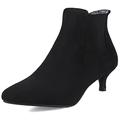 Diuniarza Women Mid Heel Ankle Boots Kitten Heel Chelsea Boots Slip On Pointed Toe Casual Booties, 13662JVI Black Size 7 UK/42