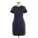 Banana Republic Casual Dress - Shift: Gray Grid Dresses - Women's Size 14