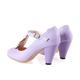 GooMaShoes Women's Cute Chunky Block Heel Mary Jane Pump, Purfle T-Strap Buckle Vintage Mary Jane Heels, Comfortable Mid Heel Pinup Shoes (Purple, UK 5.5)