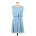 LC Lauren Conrad Casual Dress - DropWaist: Blue Solid Dresses - Women's Size Medium