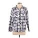 Croft & Barrow Long Sleeve Button Down Shirt: Purple Plaid Tops - Women's Size X-Large