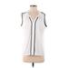 Calvin Klein Sleeveless Blouse: White Tops - Women's Size Medium