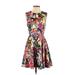 Bebe Cocktail Dress - A-Line: Black Floral Dresses - Women's Size Small