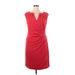 Black Saks Fifth Avenue Casual Dress - Wrap Cowl Neck Short sleeves: Red Dresses - Women's Size 16