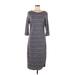 Athleta Casual Dress - Shift: Gray Stripes Dresses - Women's Size Medium