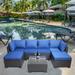 7-Piece Patio Sectional Sofa Set,Outdoor Garden Patio Furniture 7-Piece PE Rattan Wicker Cushioned Sofa Sets