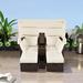 2-Seater Outdoor Patio Daybed Outdoor Double Daybed Outdoor Loveseat Sofa Set with Foldable Awning and Cushions