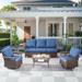 Outdoor Patio Sofa with Swivel Chair Table - Brown