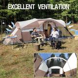 8-person family large camping tent, waterproof large tunnel tent with rain curtain, suitable for outdoor camping and parties