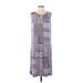 Croft & Barrow Casual Dress: Purple Grid Dresses - Women's Size Medium