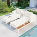 Modern Outdoor Daybed Patio Metal Daybed with Wood Topped Side Spaces for Drinks,Metal Patio Sectional Sofa Set