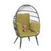Egg Chair Wicker Outdoor Indoor Oversized Large Lounger with Stand Cushion Egg Basket Chair 350lbs Capacity