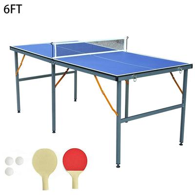 6FT Portable Ping Pong Table Tennis Table with Net,2 Bats,3 Balls