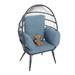 Egg Chair Wicker Outdoor Indoor Oversized Large Lounger with Stand Cushion Egg Basket Chair 350lbs Capacity