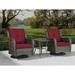 3-Piece Patio Rattan Swivel Cushioned Rocking Chair Set With Side Table
