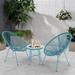 Classic & Functional Patio Bistro Conversation Set with Side Table, Acapulco All-Weather PE Rattan Chair Set