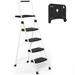 4 Step Ladder, Folding Step Stool with Tool Platform, 330 LBS Portable Steel Ladder for Adults for Home Kitchen Library Office