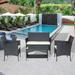 Patio outdoor rattan furniture -4 piece loveseat +2 armchair+coffie table for garden 4 PC Garden Patio Furniture