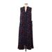 Anne Klein Casual Dress - Wrap: Blue Floral Motif Dresses - Women's Size Medium