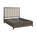 Wyn Queen Platform Bed, Chenille Channel Tufted Upholstery, Walnut Brown