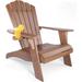 All-Weather Solid Polystyrene Adirondack Chair with Built-In Cup Holder