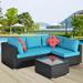 5-Piece Outdoor Patio Set with PE Rattan and Cushioned Sofa