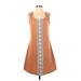Nick & Mo Casual Dress - A-Line Scoop Neck Sleeveless: Orange Fair Isle Dresses - Women's Size Small