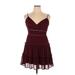 Trixxi Casual Dress - A-Line V-Neck Sleeveless: Burgundy Dresses - Women's Size X-Large