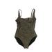 Calvin Klein One Piece Swimsuit: Green Brocade Swimwear - Women's Size 16