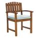 Breakwater Bay Fagan 7-Piece Twin Butterfly Leaf Teak Extension Table Dining Chair Set w/ Blue Cushions Wood/Teak in Brown/White | Outdoor Furniture | Wayfair