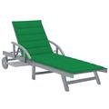 Red Barrel Studio® Patio Lounge Chair Outdoor Sunbed Folding Sunlounger Solid Acacia Wood Wood/ in Brown/Gray/White | Wayfair