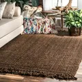 Rug Jute Carpet Mat Natural Rectangle Chunky Loop Runner Rustic Look Braided