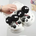 New Hot Sale DIY Black Plush Ball Shoes Charms for Furry Ball Cute Hole Shoe Charms Designer Lovely