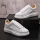 Korean style men's casual white shoes lace-up original leather flat shoe stylish platform sneakers