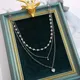 2024 Fashion Love Heart Star Multi-layered Crystal Pendant Necklace for Women Charm Silver Color