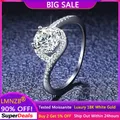 With Credentials 1ct Women's Moissanite Princess Ring 18K White Gold Ring Classic Four Prong Ring