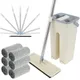 Mop and Bucket Set Wet and Dry Use Floor Mops Adjustable Microfiber Flat Mop with Stainless Steel